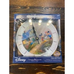 Disney Thomas Kinkade Mickey and Minnie Sweetheart Bridge Clock NEW
